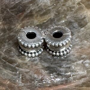 PANDORA STERLING SILVER BEVELED EDGE CLIP CHARM SET OF 2